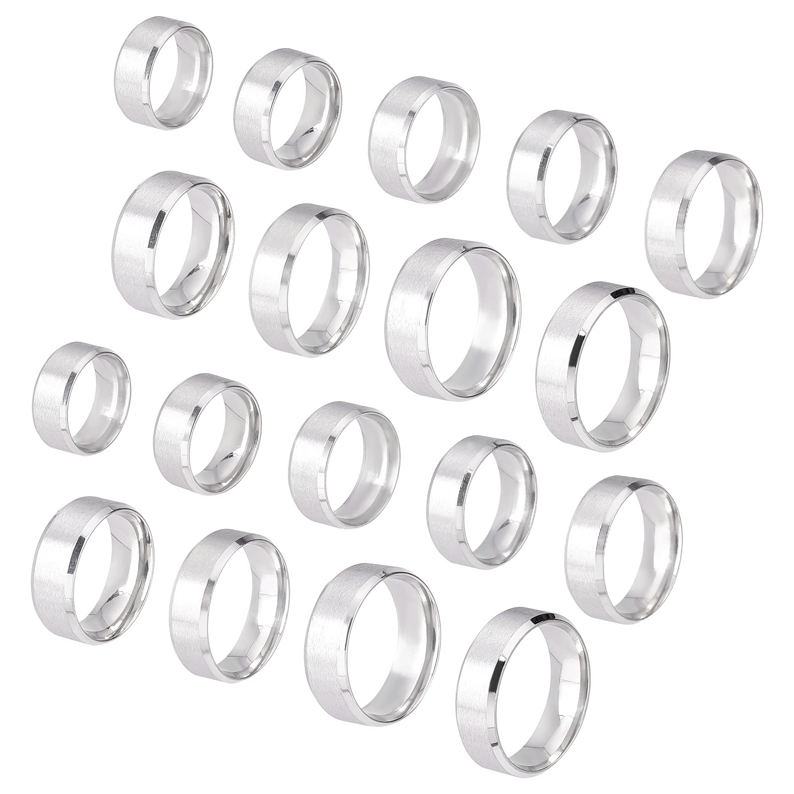 UNICRAFTALE 18Pcs Stainless Steel Plain Band Ring 9 Sizes Laser